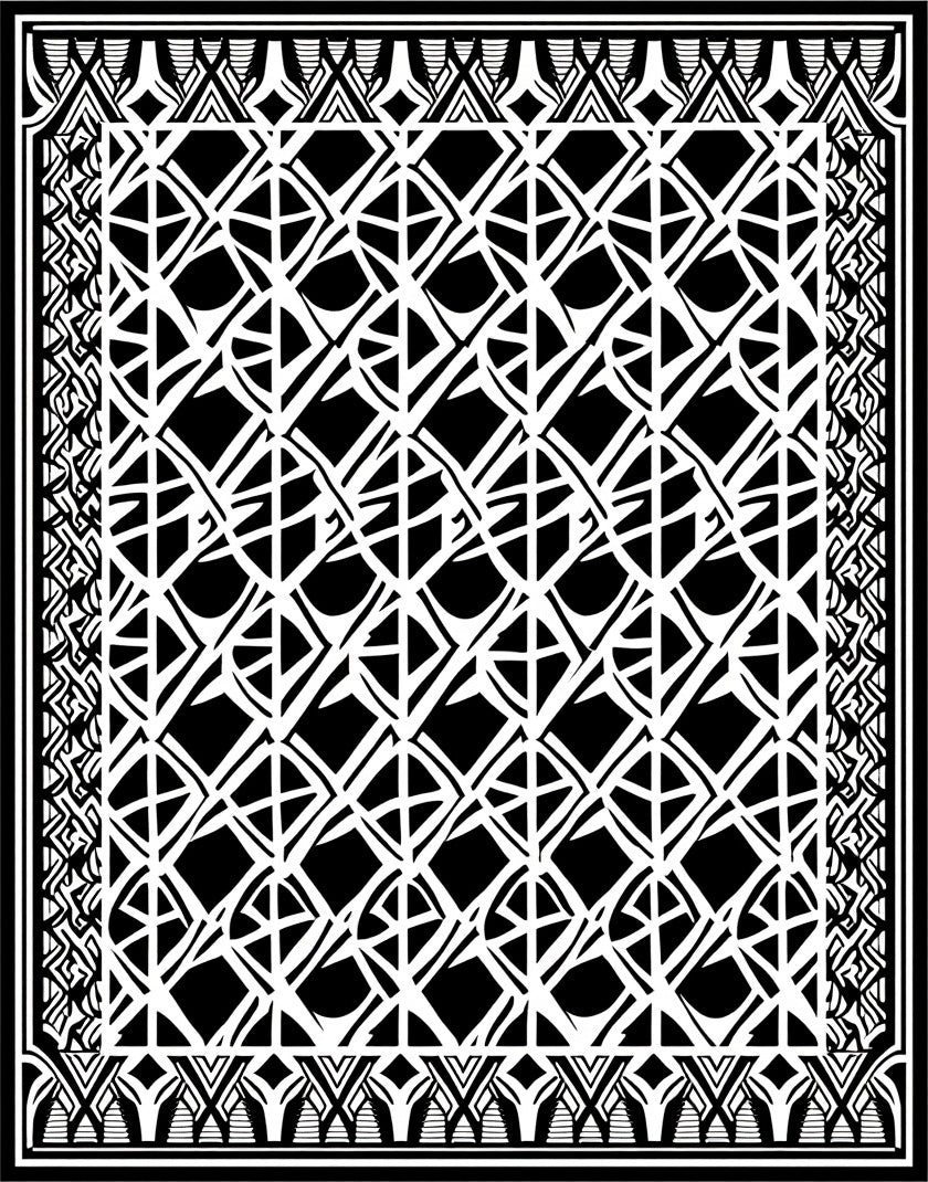 Bold Geometric Interlocking Pattern Rug