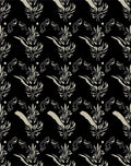 Vintage Black Beige Damask Pattern Rug