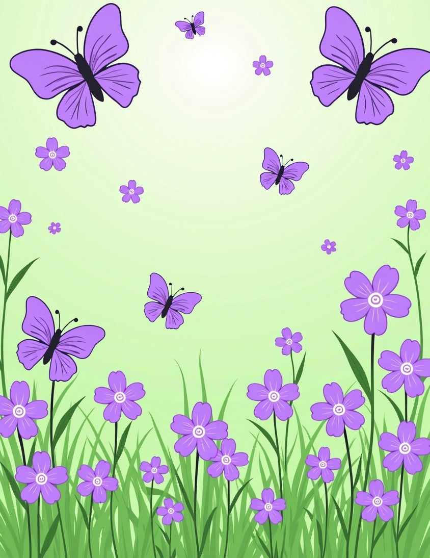 Purple Butterflies Flowers Design Rug