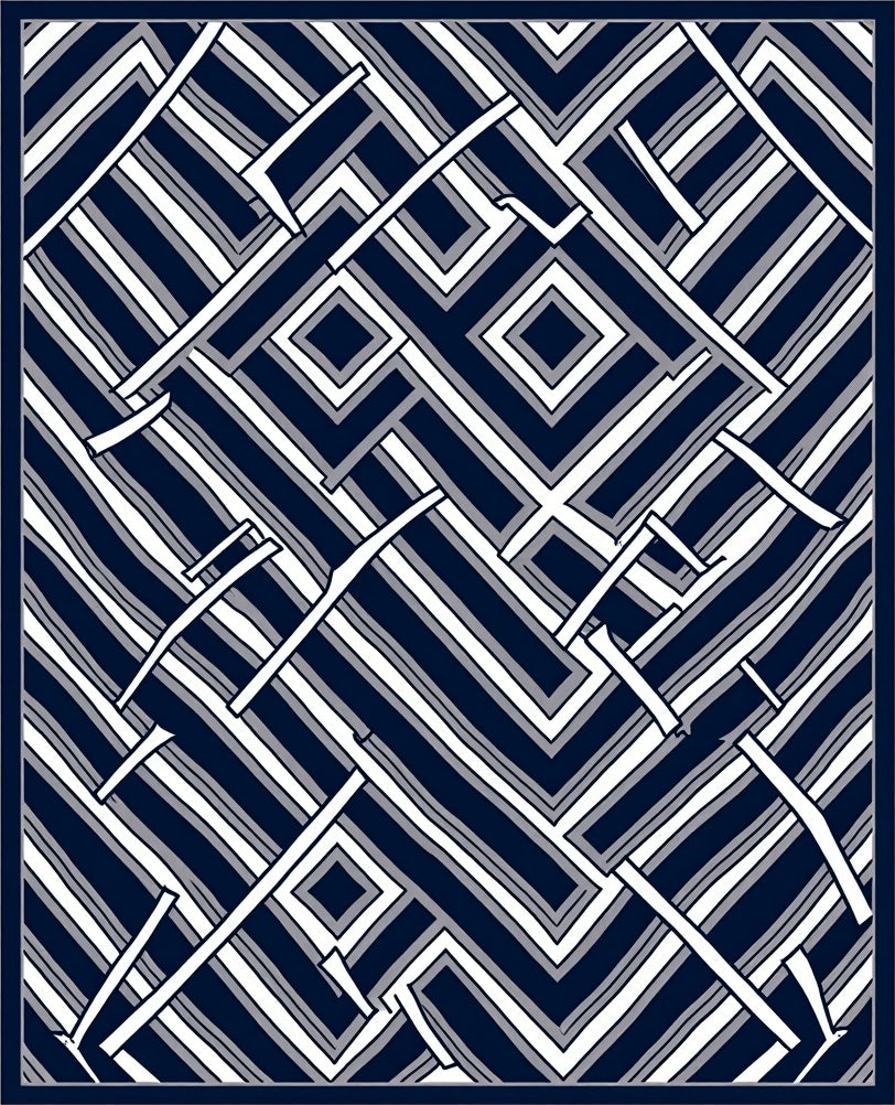 Modern Geometric Maze Pattern Rug