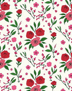 Romantic Red Pink Floral Pattern Rug