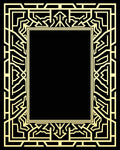 Art Deco Golden Geometric Border Design Rug