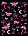 Whimsical Butterfly Mushroom Moon Pattern Rug