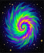 Vibrant Psychedelic Swirl Galaxy Rug