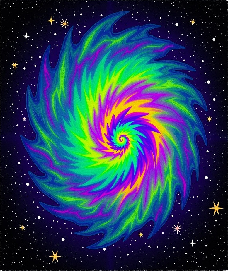 Vibrant Psychedelic Swirl Galaxy Rug