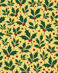 Festive Holly Berry Leaf Pattern Rug