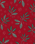 Red Leafy Branch Botanical Pattern Rug