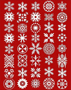 White Snowflake Medallion Collection Red Rug