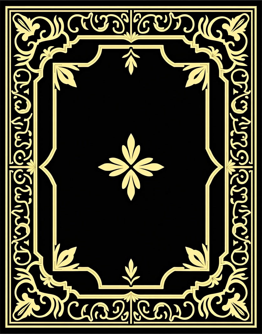 Black and Gold Regal Border Rug