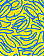 Bold Blue Abstract Yellow Flow Rug