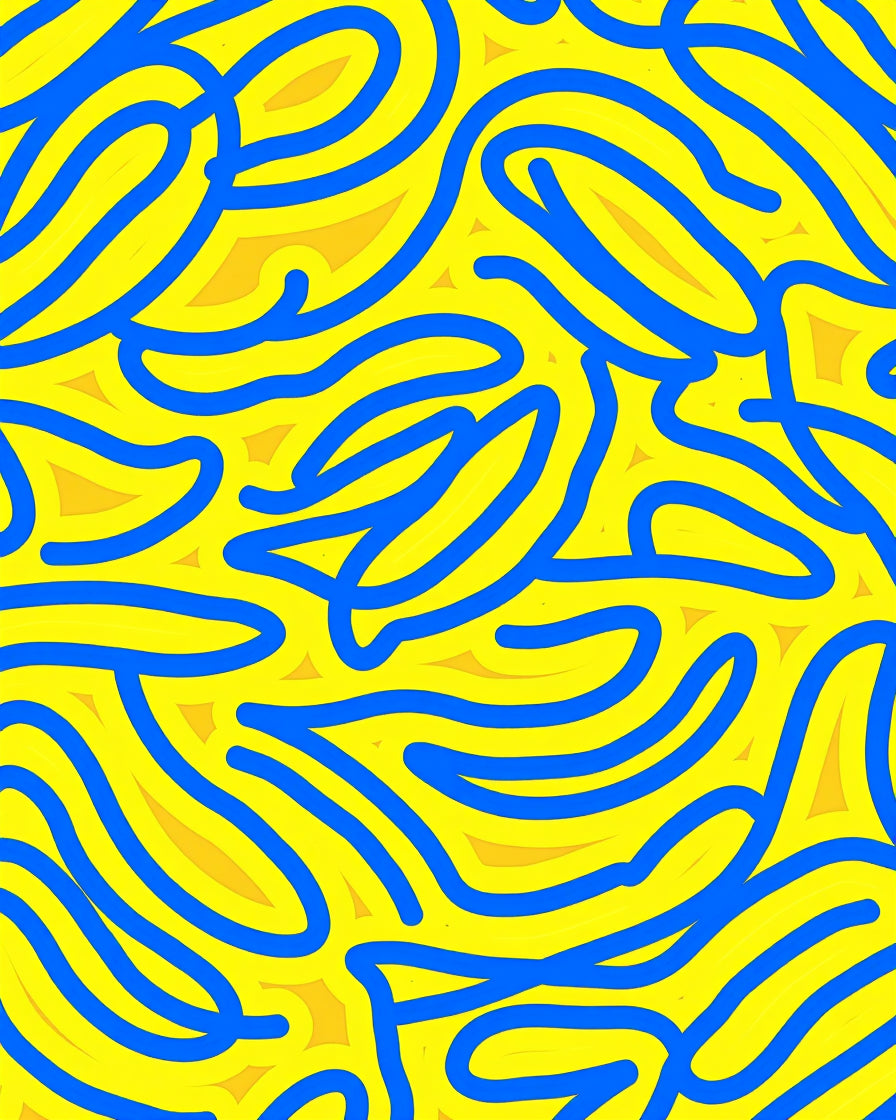 Bold Blue Abstract Yellow Flow Rug