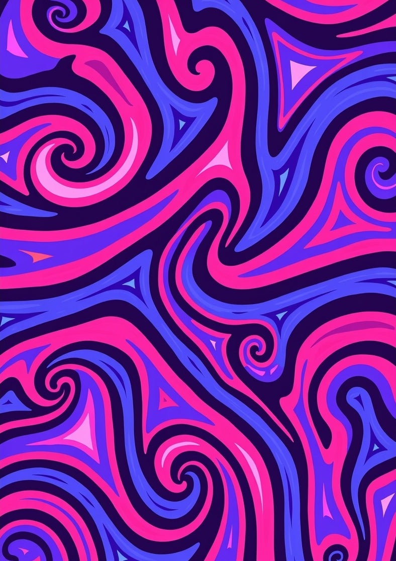 Vibrant Swirling Pink Blue Pattern Rug