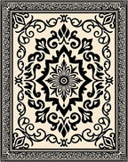 Vintage Floral Medallion Scroll Border Rug