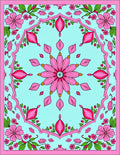 Pink Floral Medallion Mint Backdrop Rug
