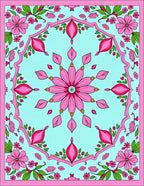 Pink Floral Medallion Mint Backdrop Rug