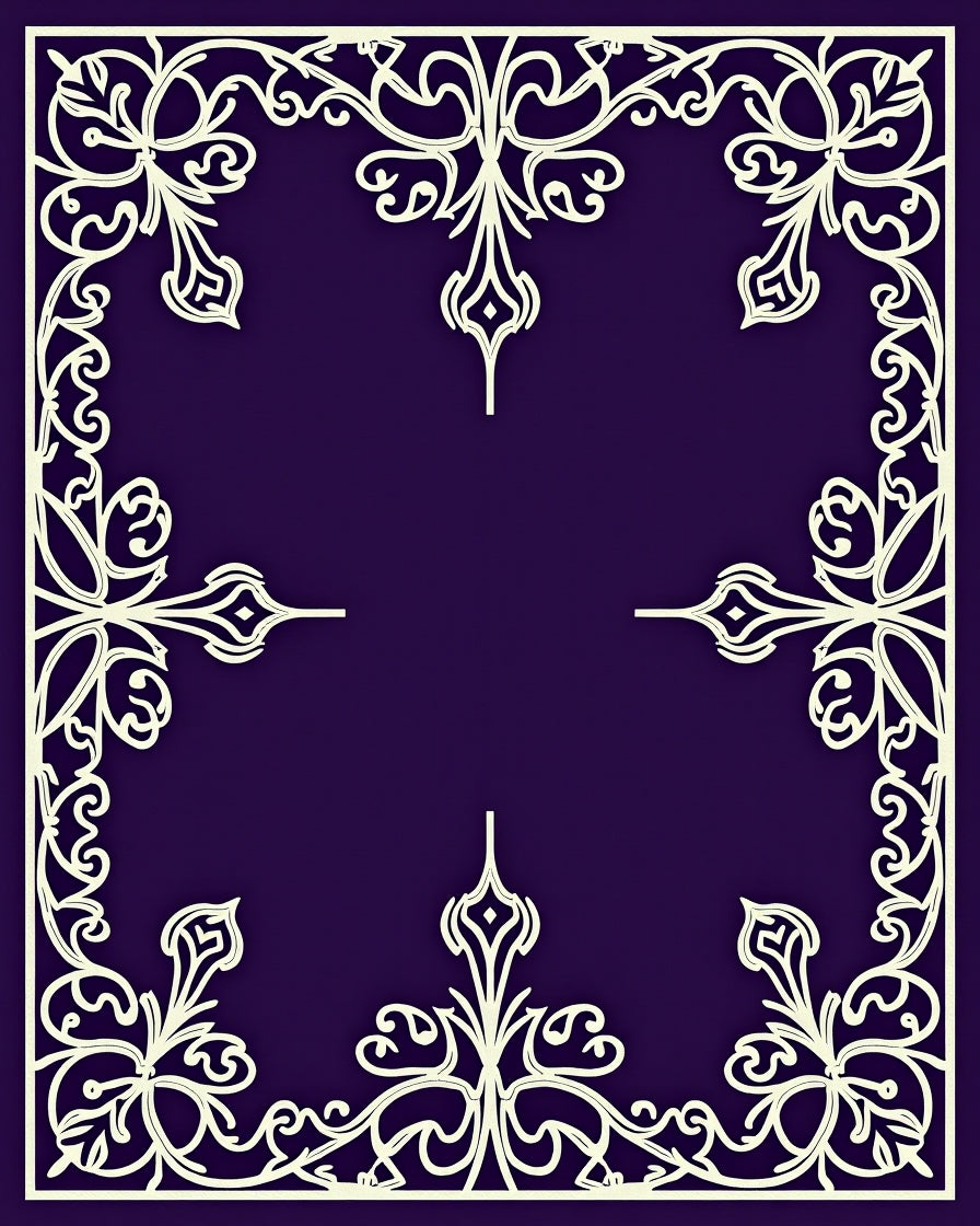 Elegant Ivory Flourish Frame Design Rug