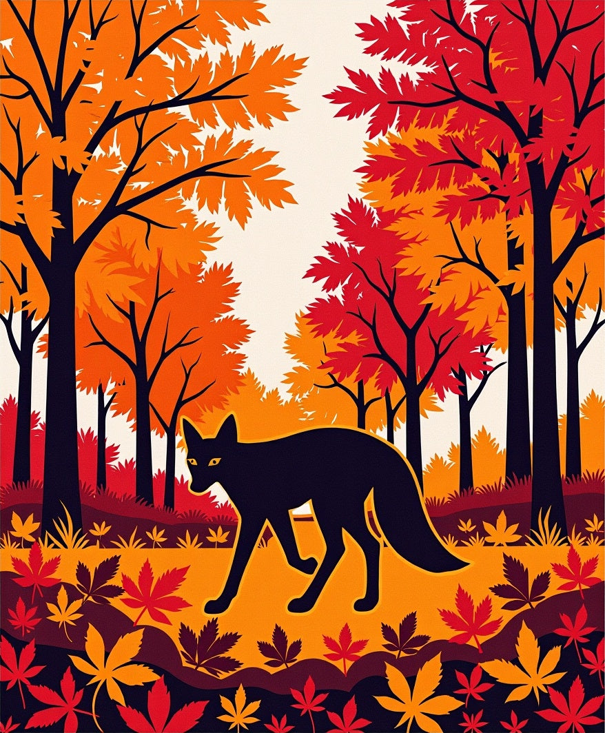 Autumn Woods Fox Graphic Design Rug