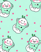 Cute Mint Character Floral Pattern Rug