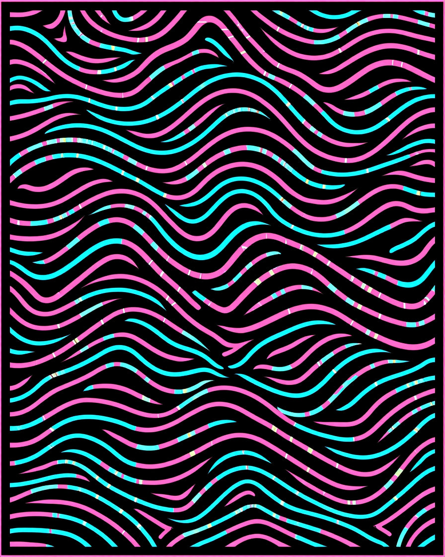 Pink Aqua Swirling Lines Pattern Rug