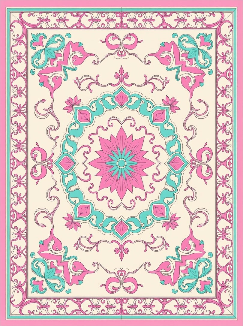 Ornate Floral Inlay Design Rug