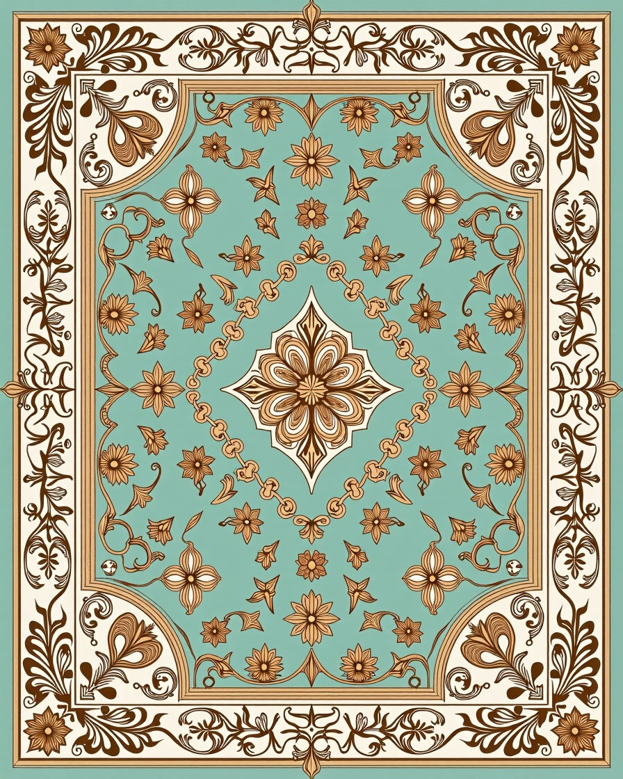 Ornate Floral Medallion Pattern Rug