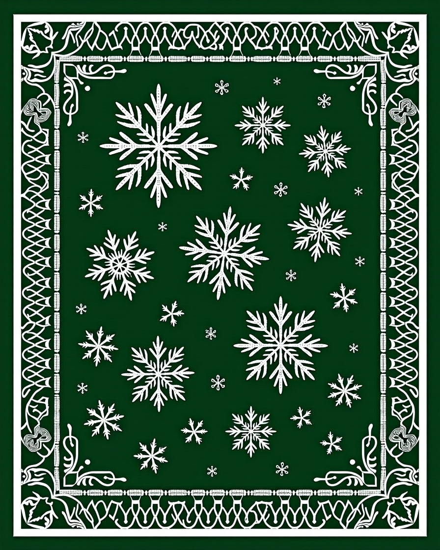 Elegant White Snowflake Festive Design Rug