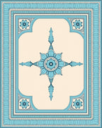 Teal Floral Medallion Border Rug