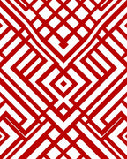 Bold Red White Geometric Lattice Rug