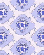 Ornate Floral Patterned Periwinkle Rug