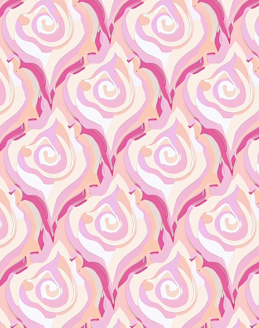 Swirling Pink Art Nouveau Design Rug