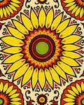 Radiant Sunflower Mandala Pattern Rug