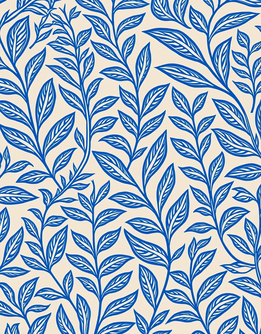 Blue Leafy Vine Pattern Rug