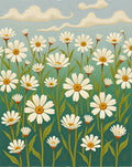 Whimsical Daisy Meadow Pattern Rug