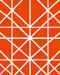 Bold White Geometric Lines on Orange Rug