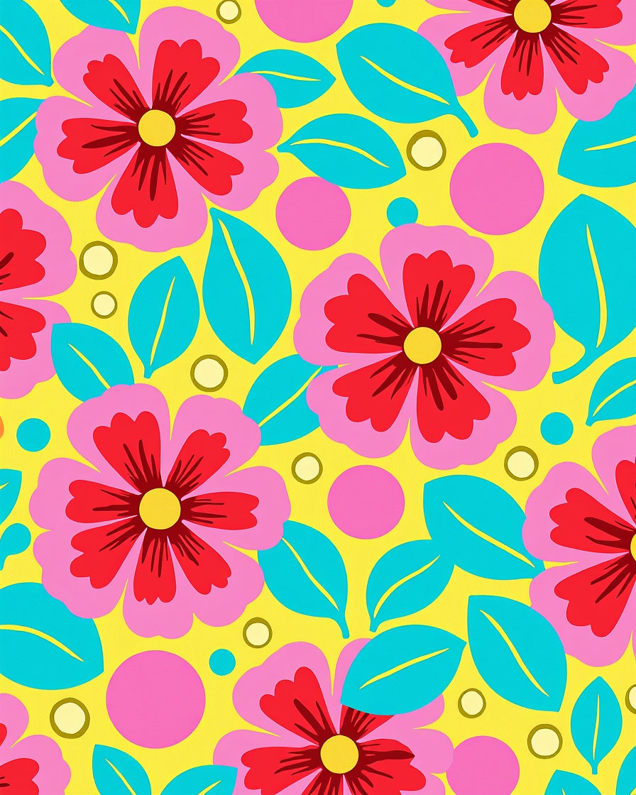Retro Floral Pop Art Pattern Rug