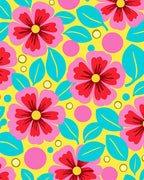 Retro Floral Pop Art Pattern Rug