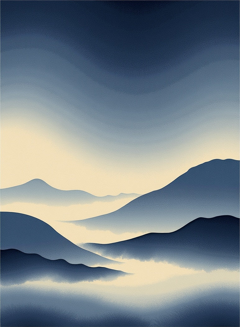 Misty Mountain Serenity Abstract Rug