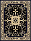 Elaborate Black Gold Floral Medallion Design Rug