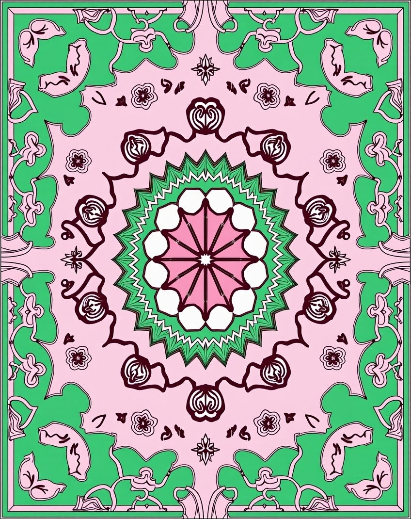 Retro Floral Medallion Pattern Rug