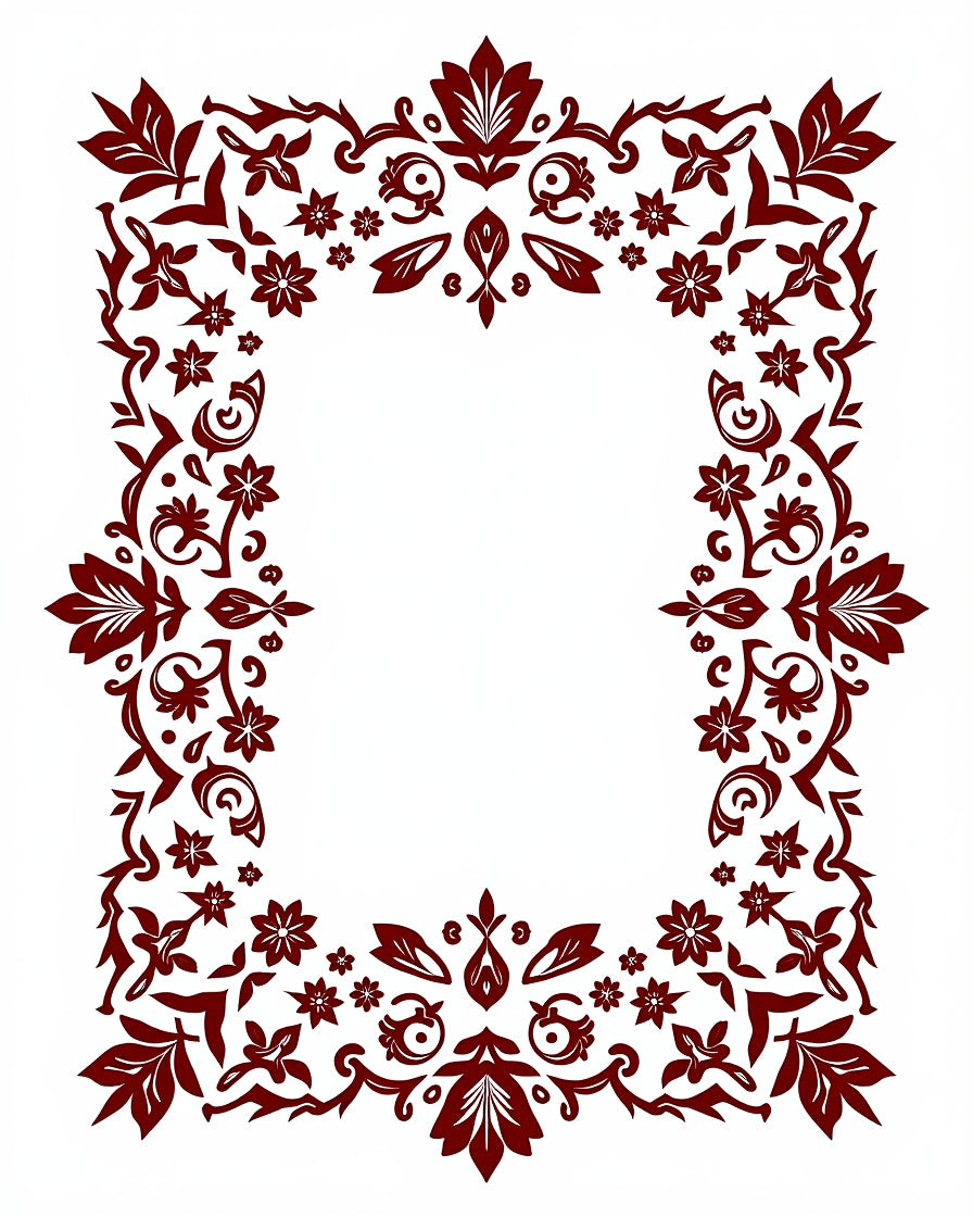Intricate Floral Vine Border Design Rug