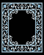 Ornate Blue White Floral Scroll Rug