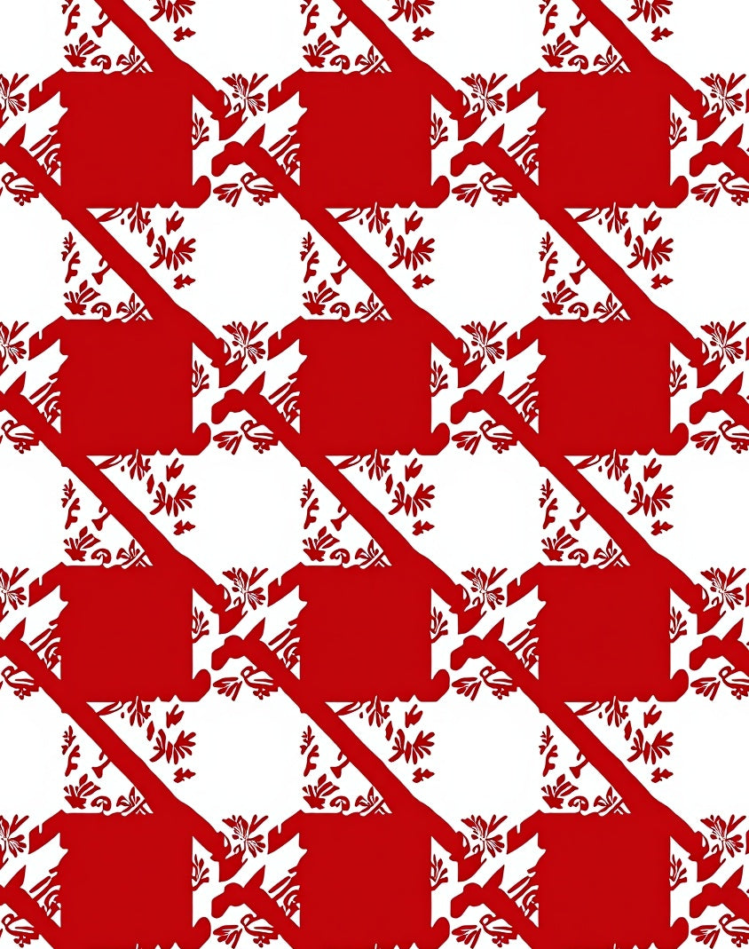 Classic Houndstooth Floral Pattern Rug