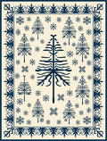 Navy Pine Tree Snowflake Pattern Rug