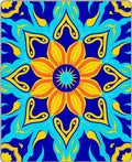 Vibrant Floral Pattern With Blue Yellow Accents Rug
