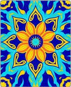 Vibrant Floral Pattern With Blue Yellow Accents Rug