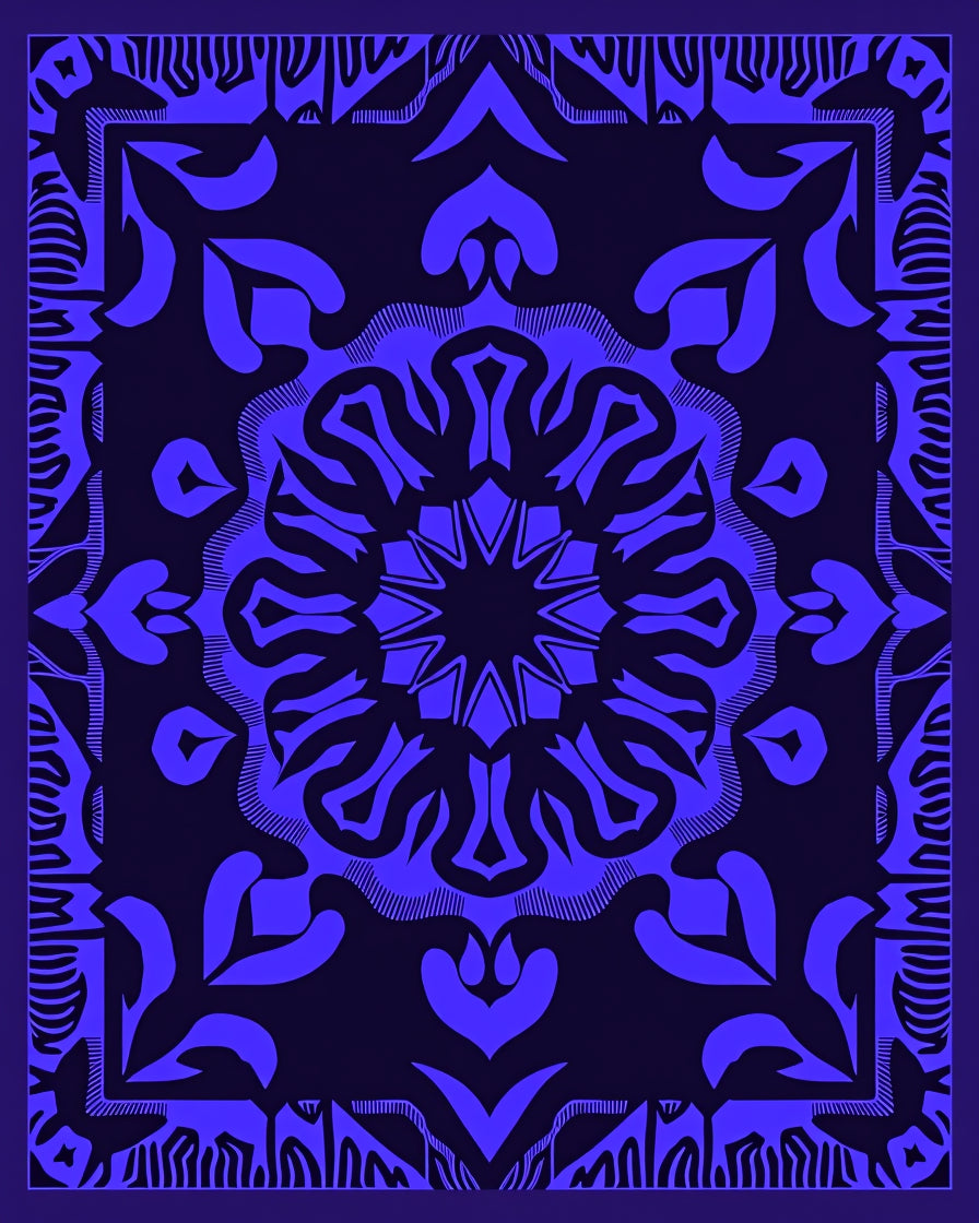 Bold Blue Mandala Pattern Rug