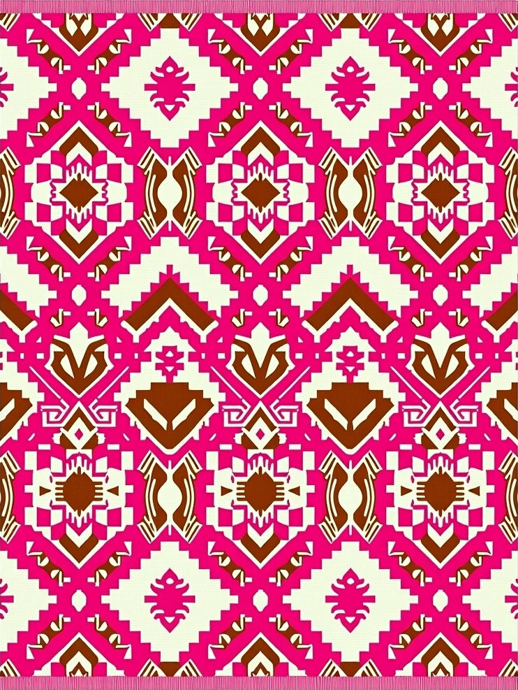Vibrant Pink Tribal Diamond Rug