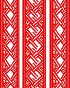 Bold Red Interlocking Geometric Pattern Rug
