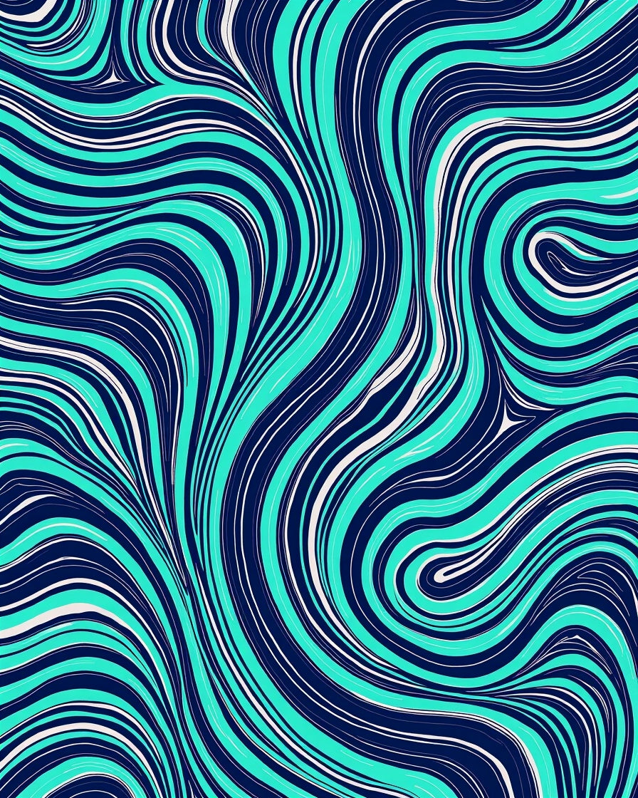 Vivid Aqua Swirl Pattern Rug