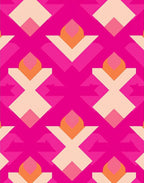 Vibrant Pink Geometric Blossom Pattern Rug